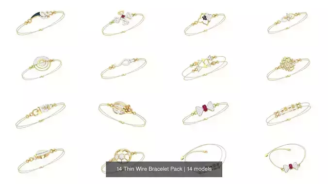 14 Thin Wire Bracelet Pack