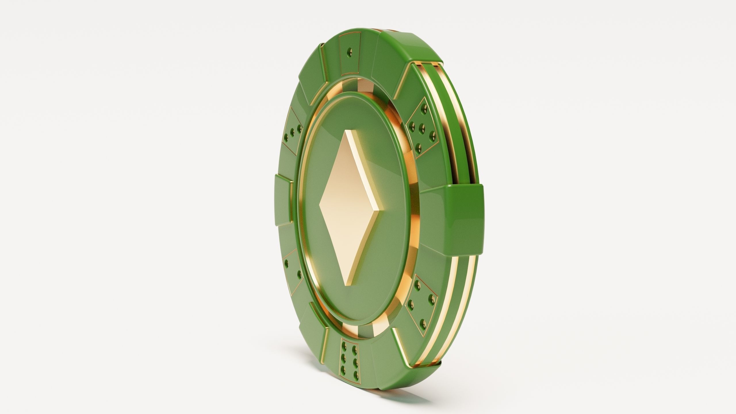 Diamond Las Vegas Casino Good Luck Poker Chip Lucky Coin  Low-poly 3D model_1