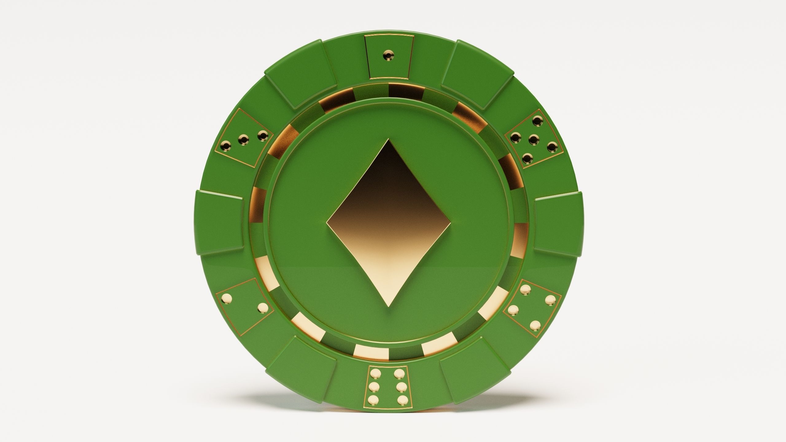 Diamond Las Vegas Casino Good Luck Poker Chip Lucky Coin  Low-poly 3D model_2