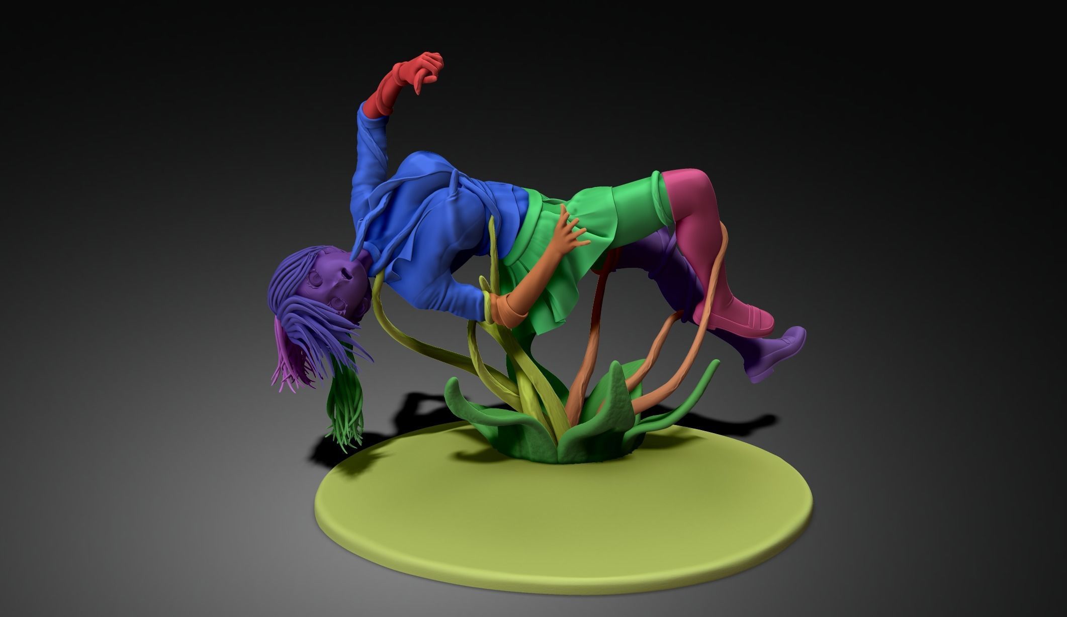 anime-girl-tentacle-attack 3D print model_2