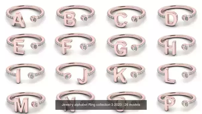 Jewelry alphabet Ring collection 3 2023 