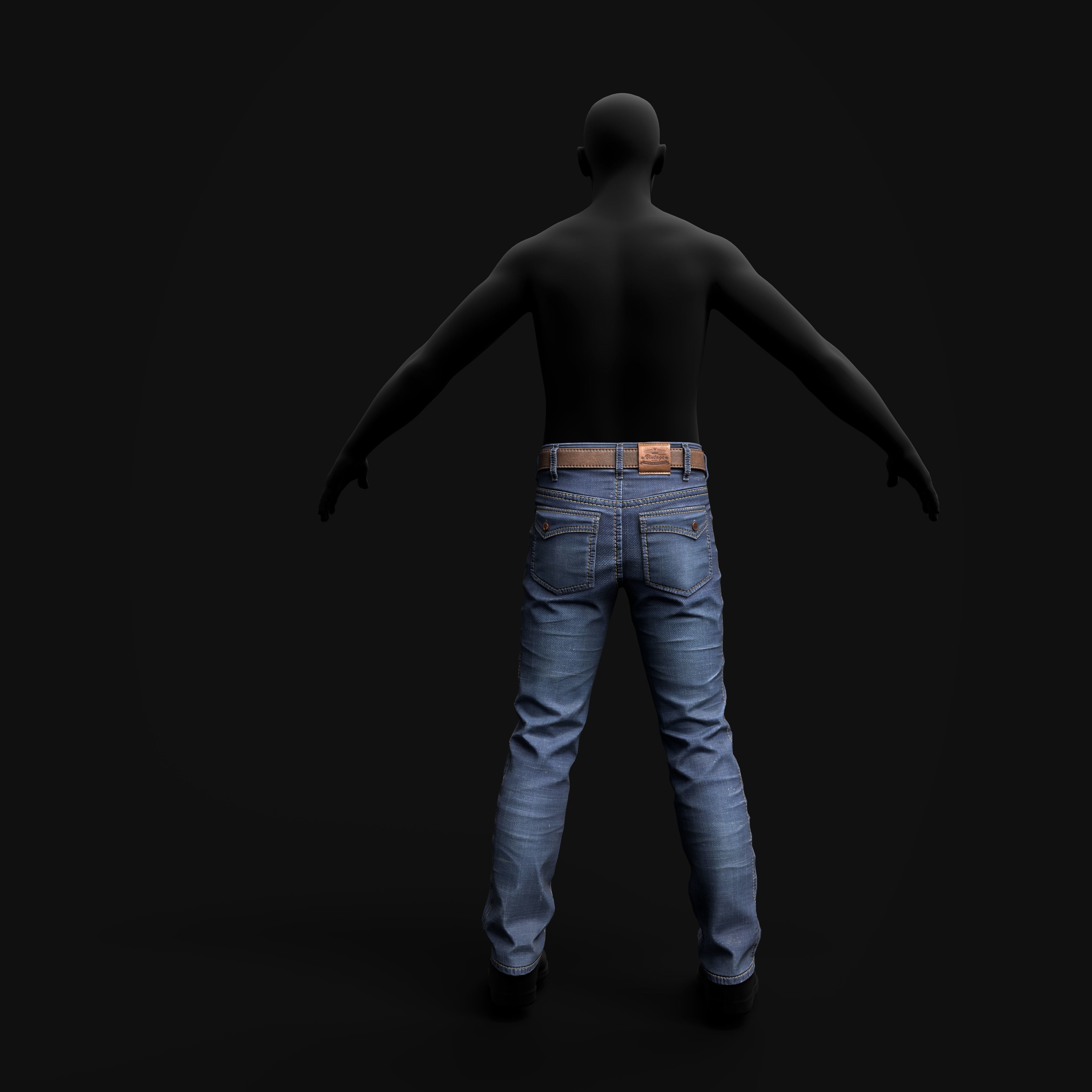 jeans low-poly game-ready man in Low-poly 3D model_2