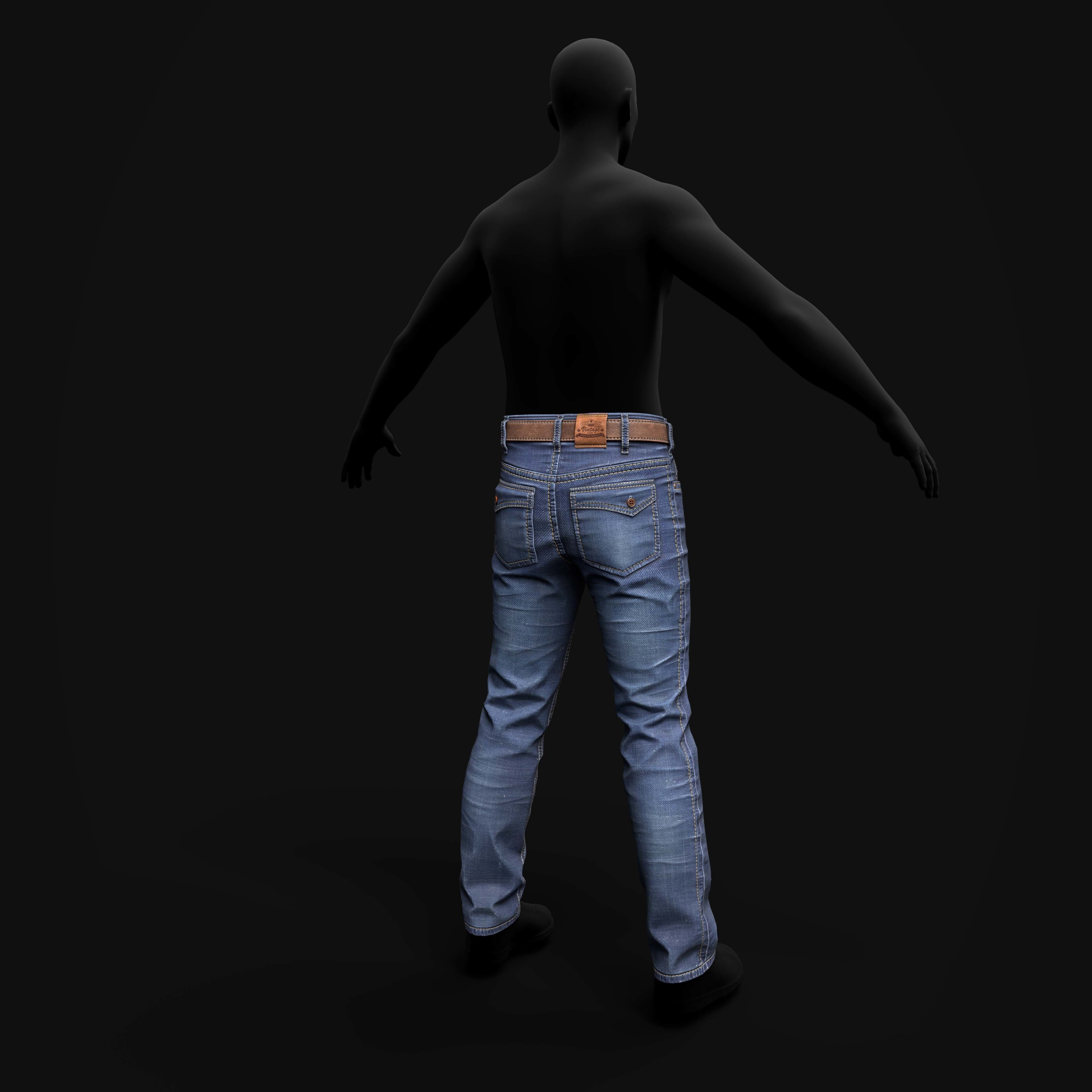 jeans low-poly game-ready man in Low-poly 3D model_1