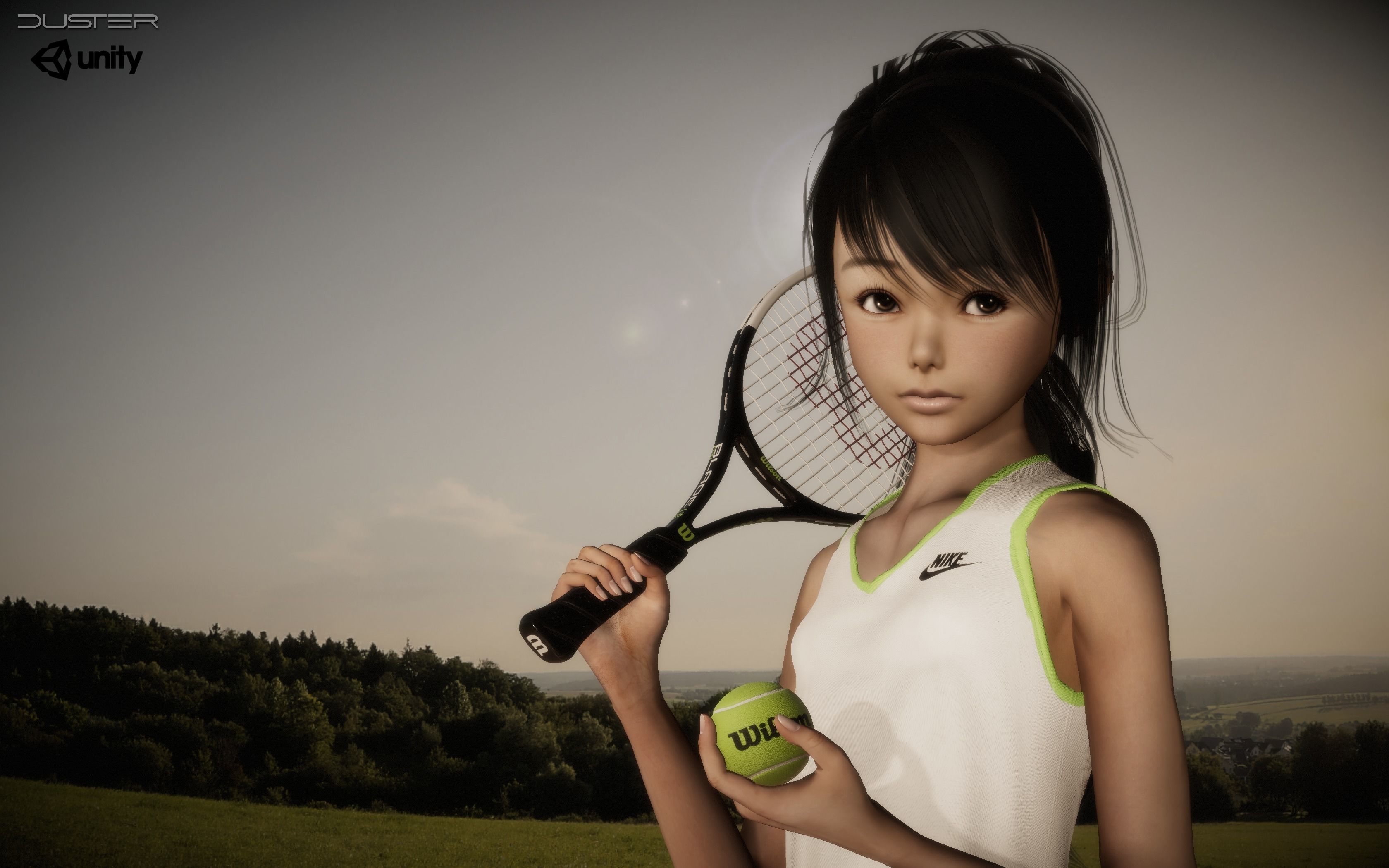 Wilson Blade Feel Tennis Racket and a ball 3D model_13