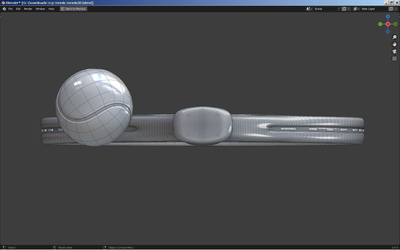 Wilson Blade Feel Tennis Racket and a ball 3D model_10