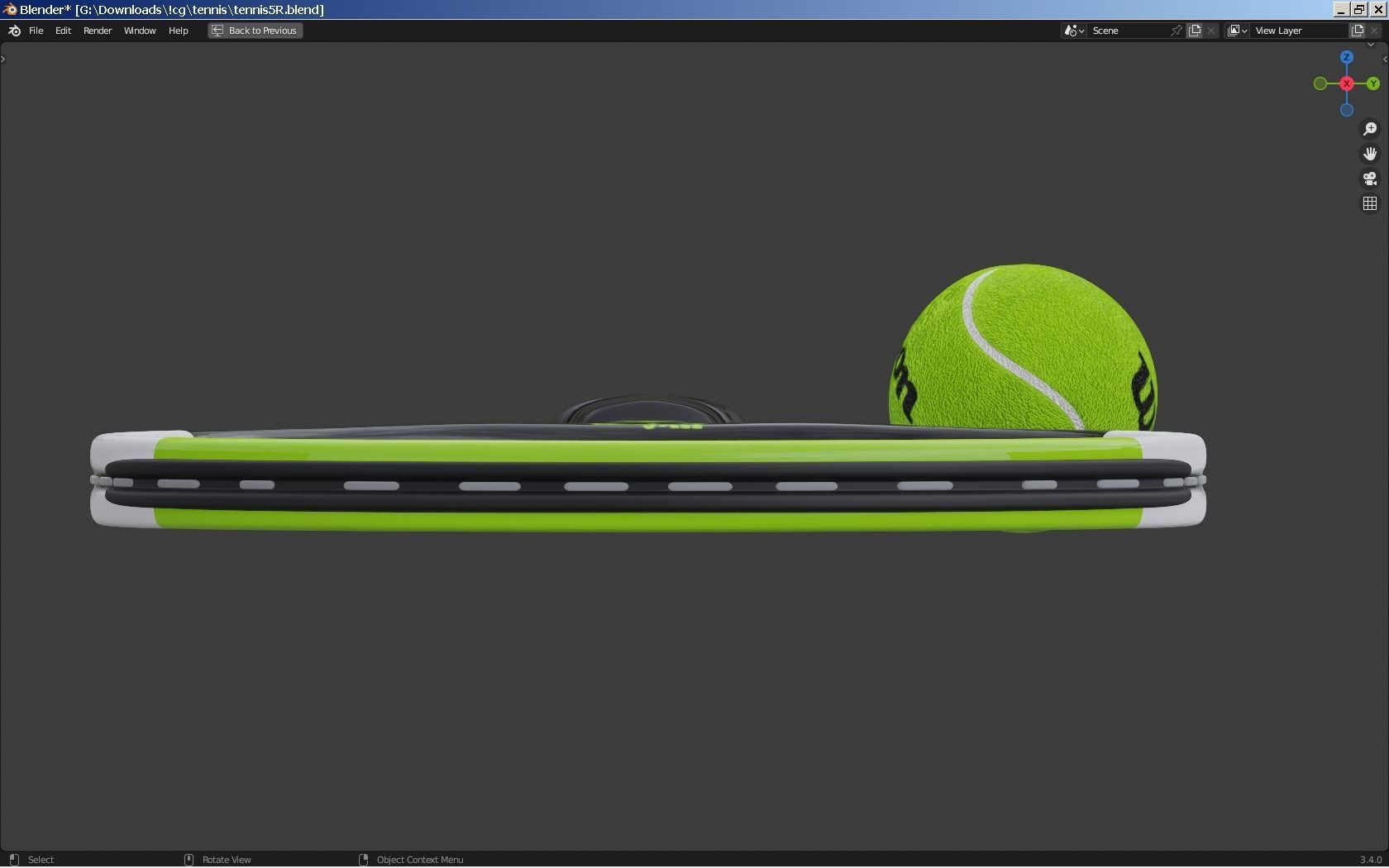 Wilson Blade Feel Tennis Racket and a ball 3D model_4