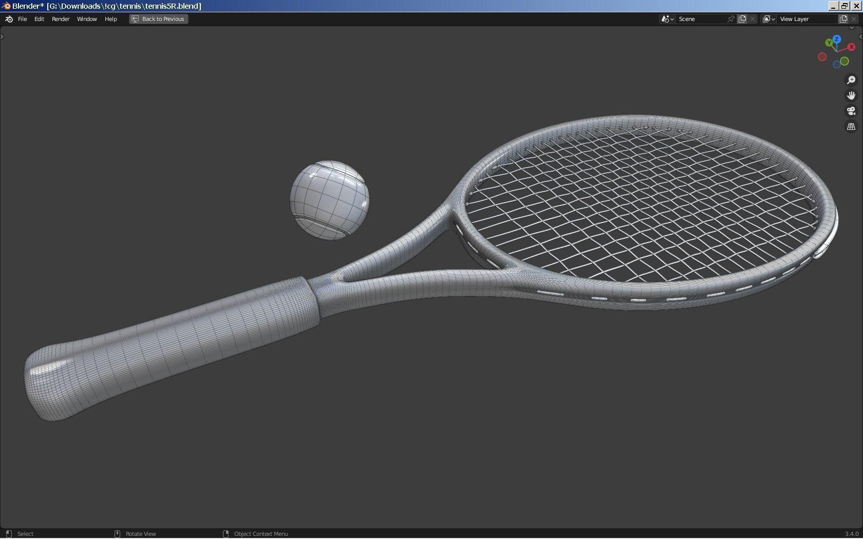 Wilson Blade Feel Tennis Racket and a ball 3D model_7