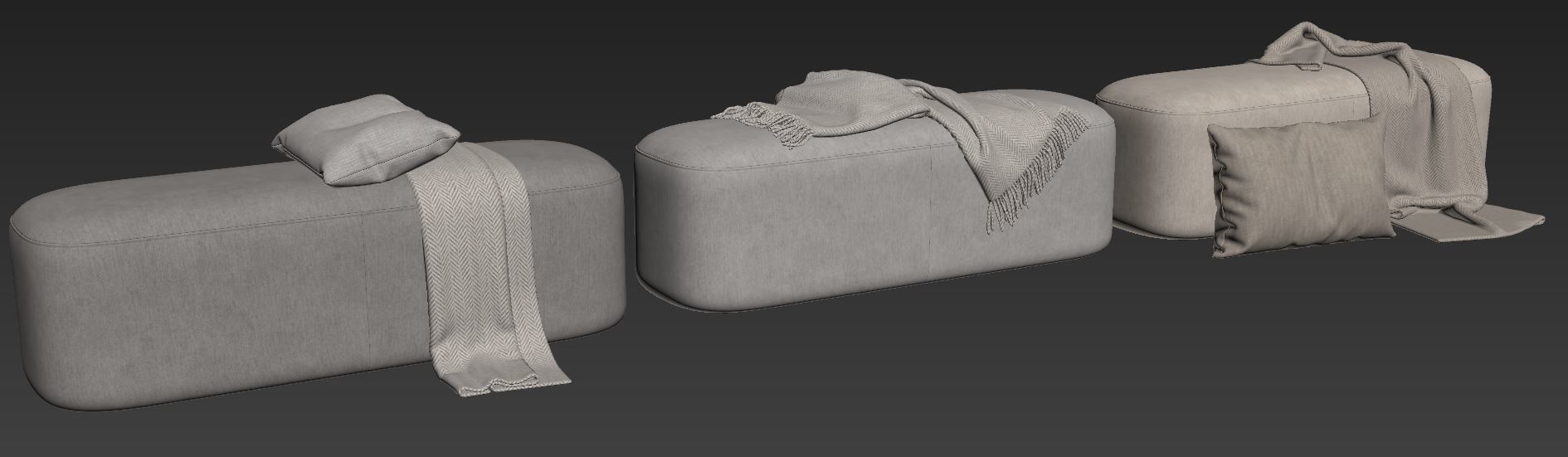 Ottoman bench stool by Vorsen 3D model_9