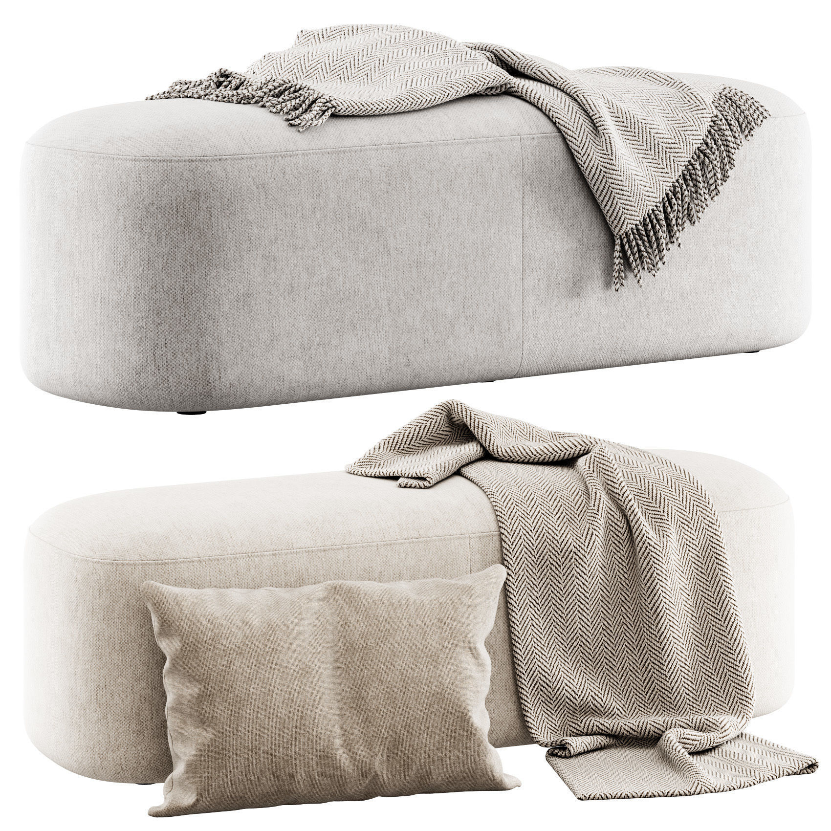 Ottoman bench stool by Vorsen 3D model_1