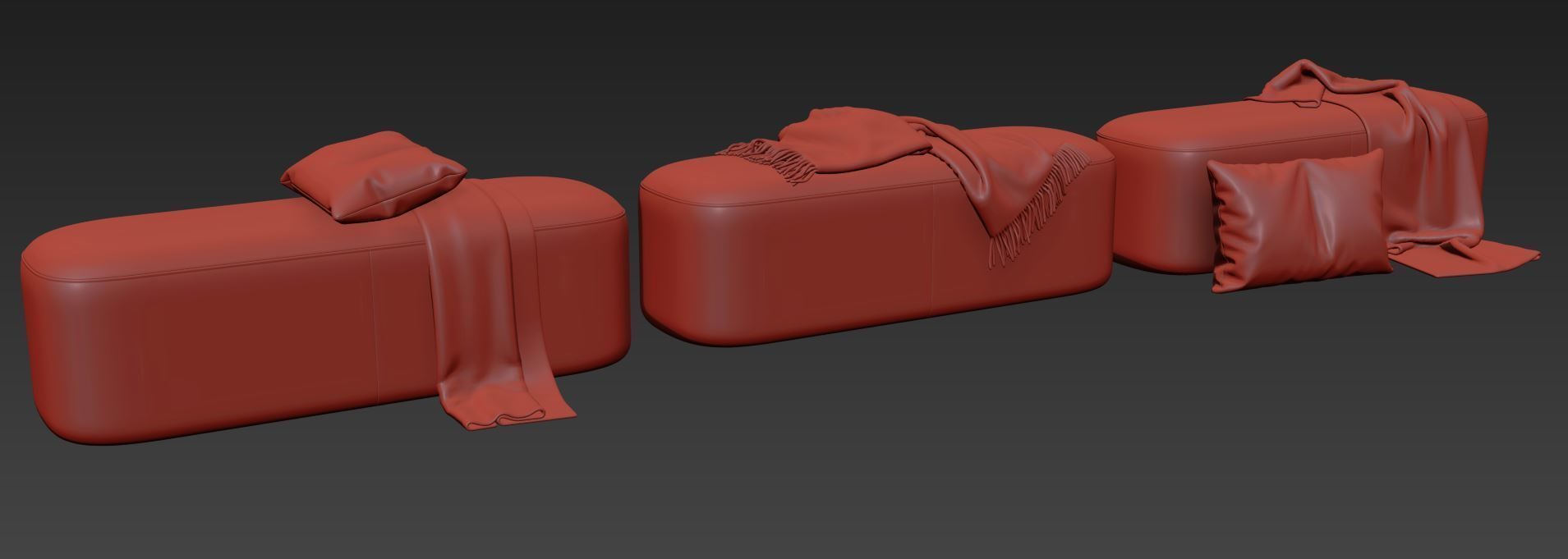 Ottoman bench stool by Vorsen 3D model_10