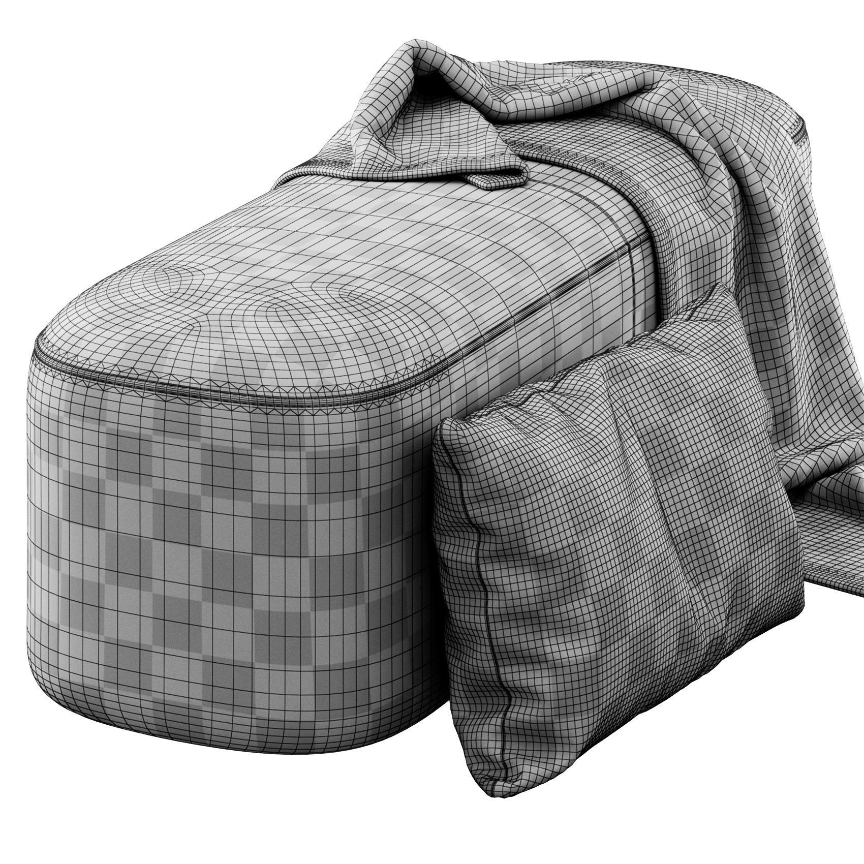 Ottoman bench stool by Vorsen 3D model_4