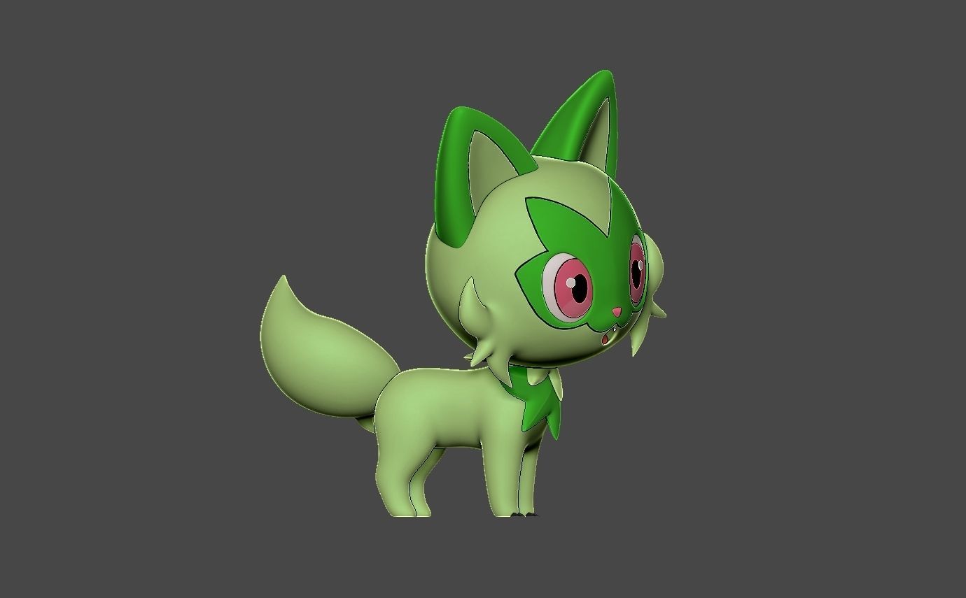 Pokemon sprigatito 3D print model_9