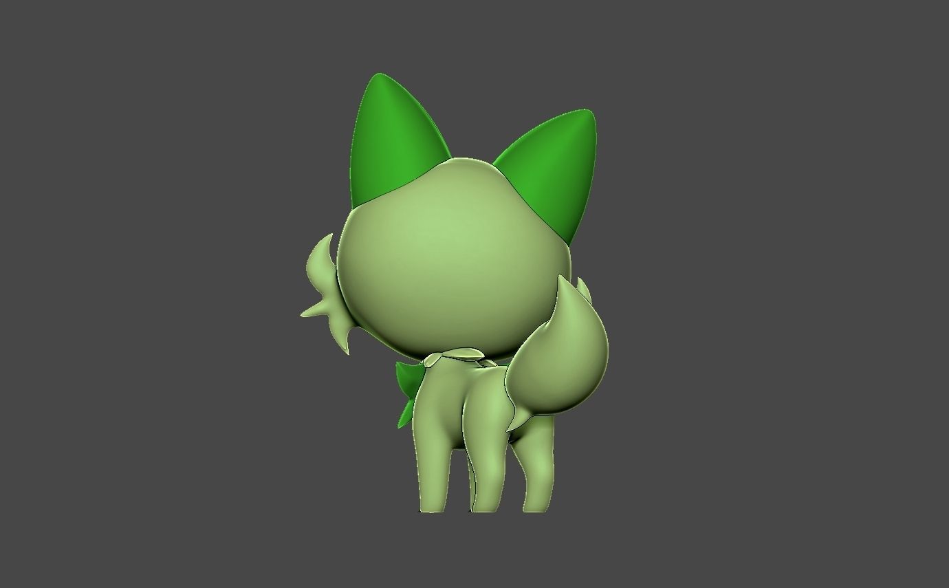 Pokemon sprigatito 3D print model_7