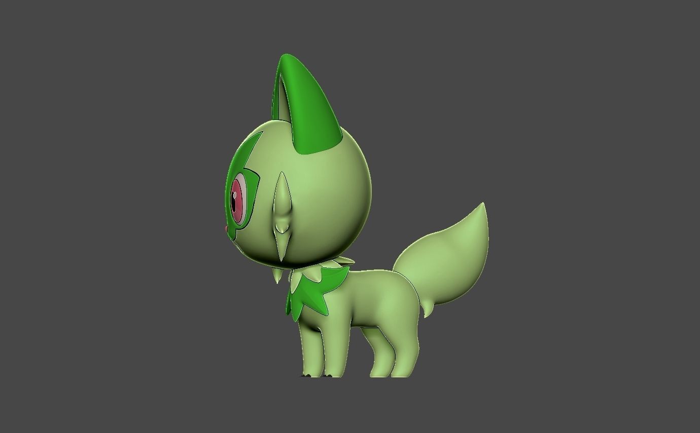 Pokemon sprigatito 3D print model_5