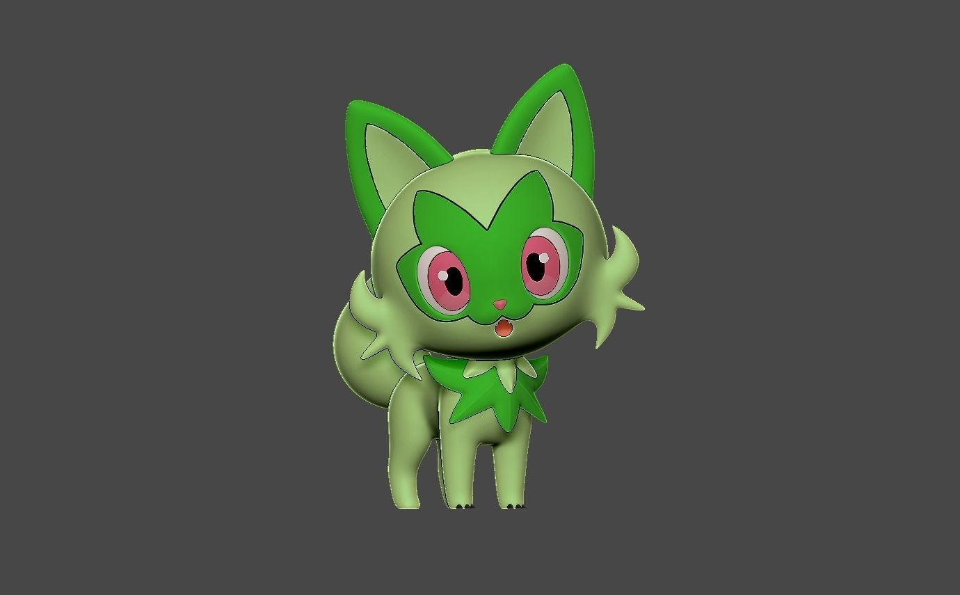 Pokemon sprigatito 3D print model_1