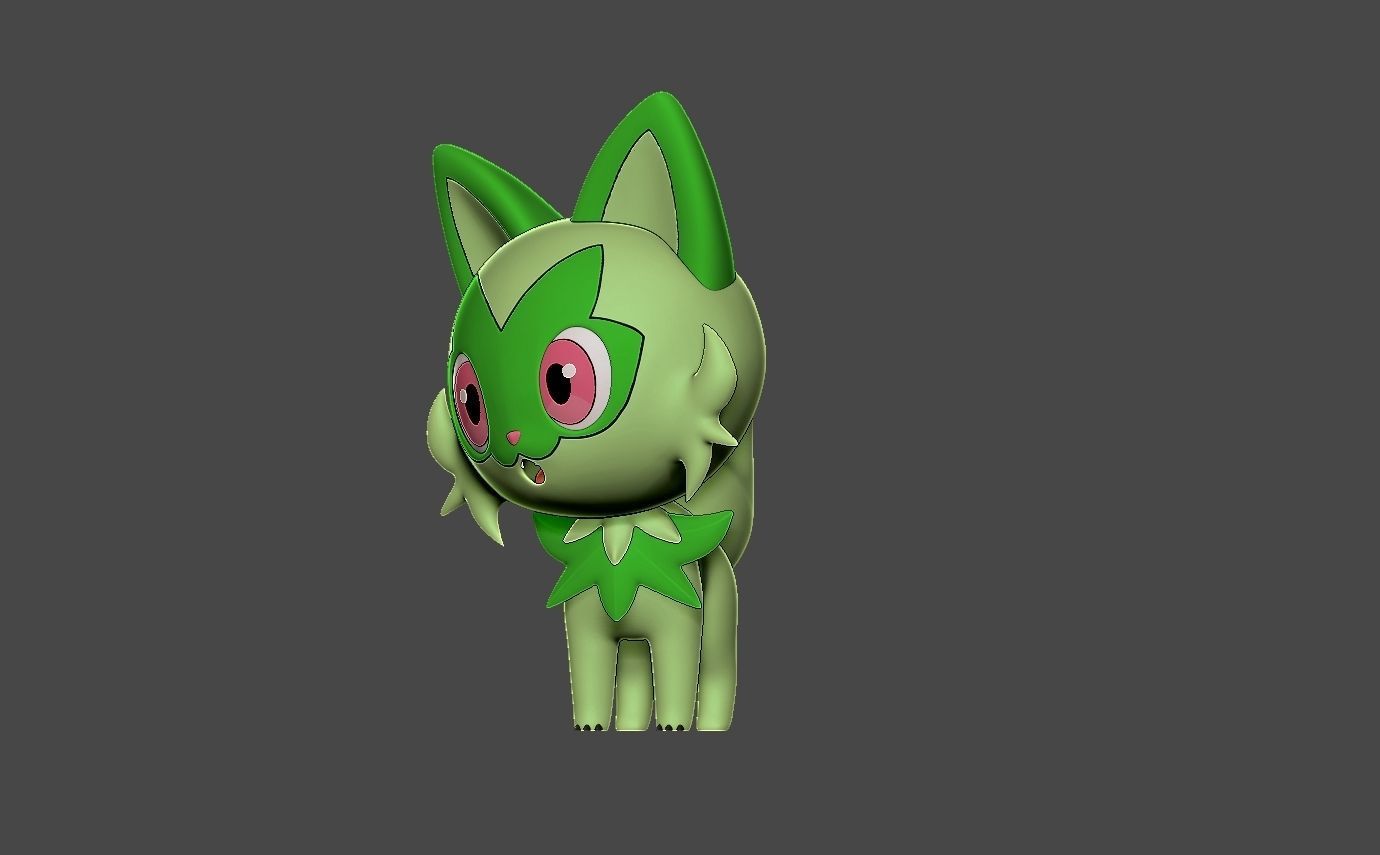 Pokemon sprigatito 3D print model_3