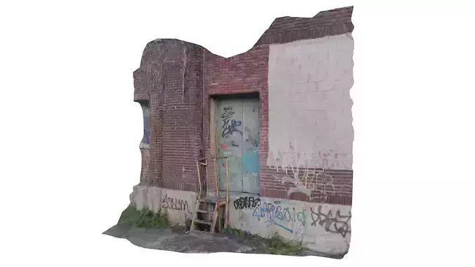 Abandoned Metal Door with Graffiti Photoscanned