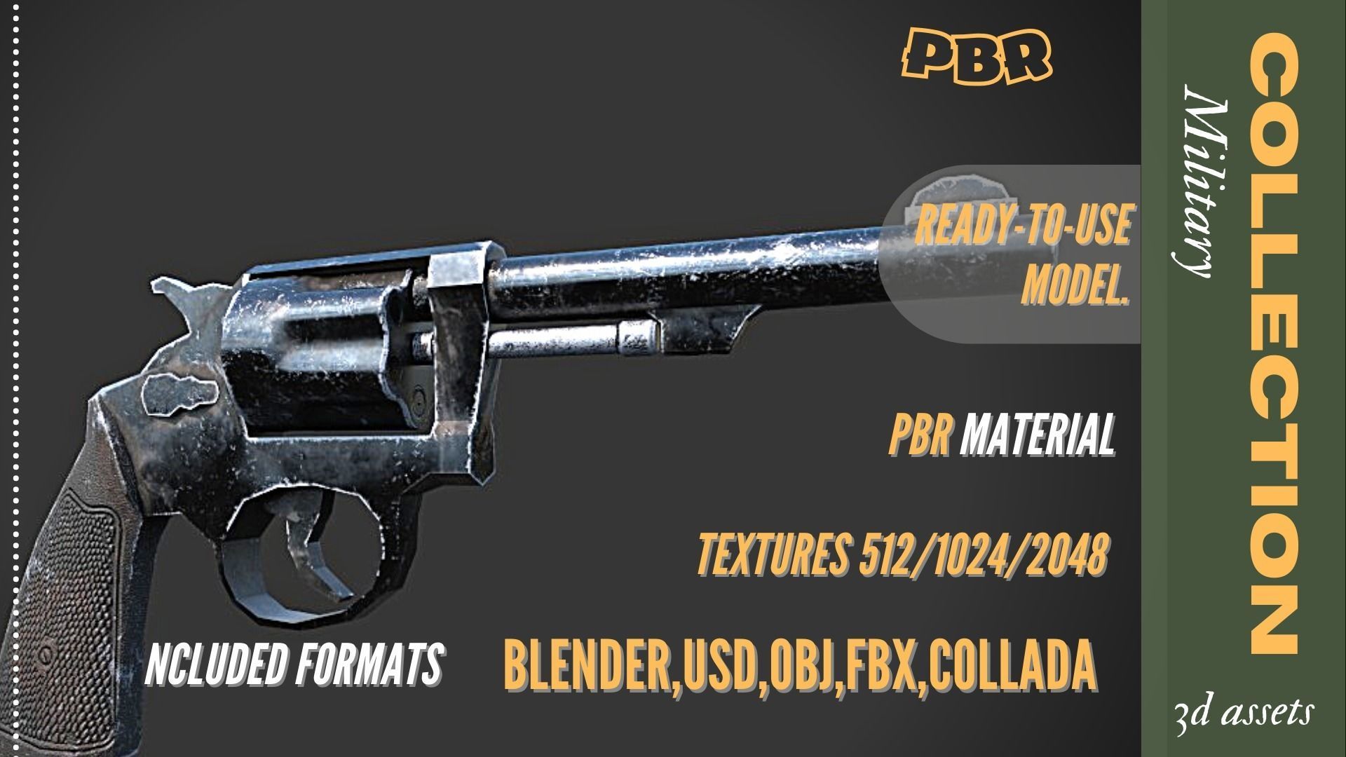 Revolver S wesson 38 3D Low-poly Low-poly 3D model_2