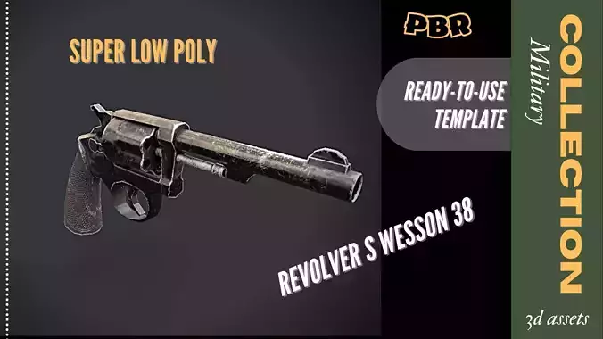 Revolver S wesson 38 3D Low-poly Low-poly 3D model