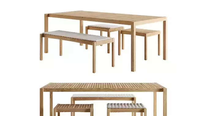 AH901 and AH912 Outdoor Dining Set by Carl Hansen