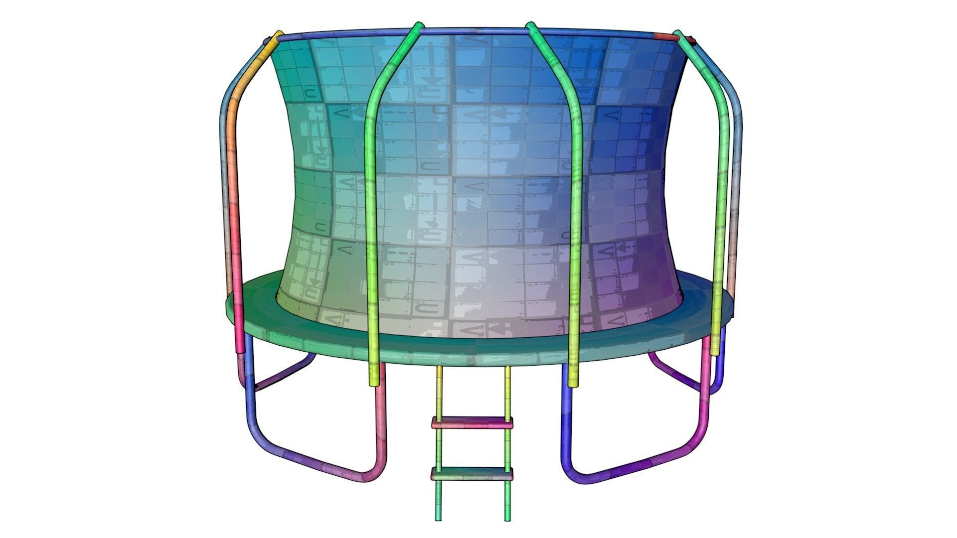 Trampoline Low Poly Game Ready Low-poly 3D model_4