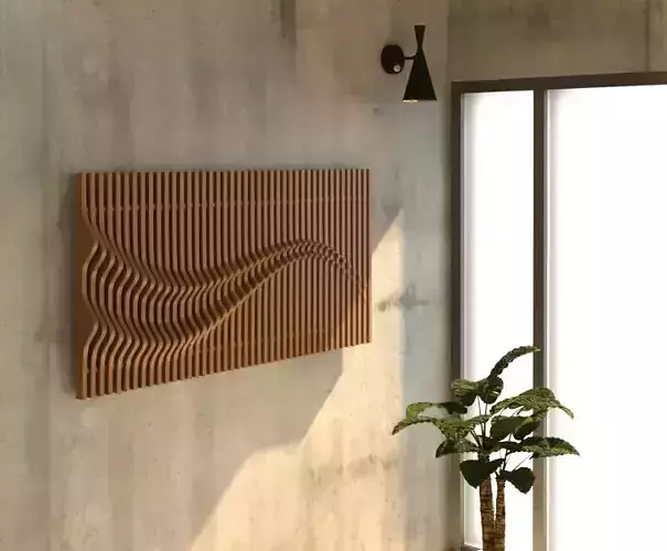 Parametric Wavy Wood Wall Decor