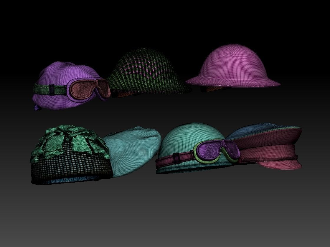HELMET BRODIE AND CAPS 3D print model_27