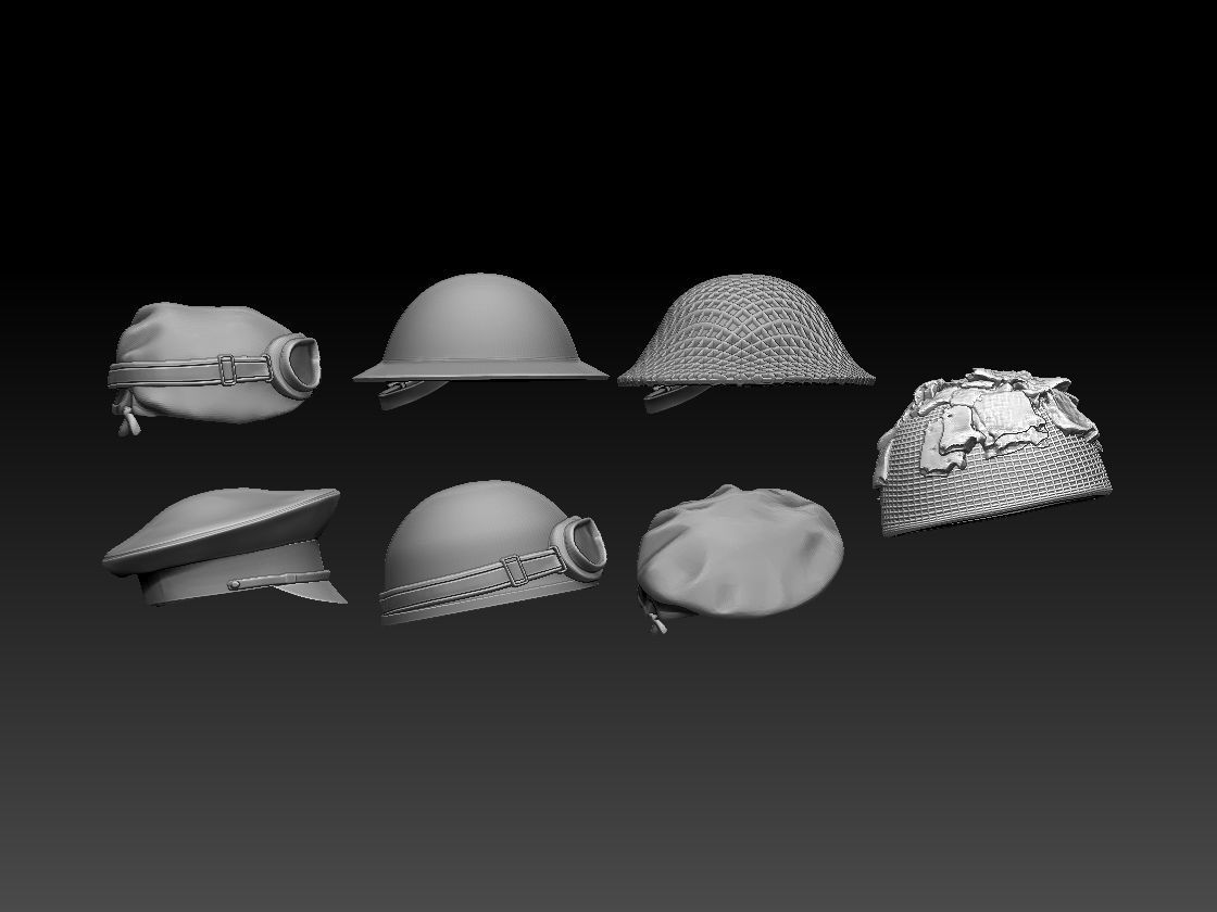 HELMET BRODIE AND CAPS 3D print model_23