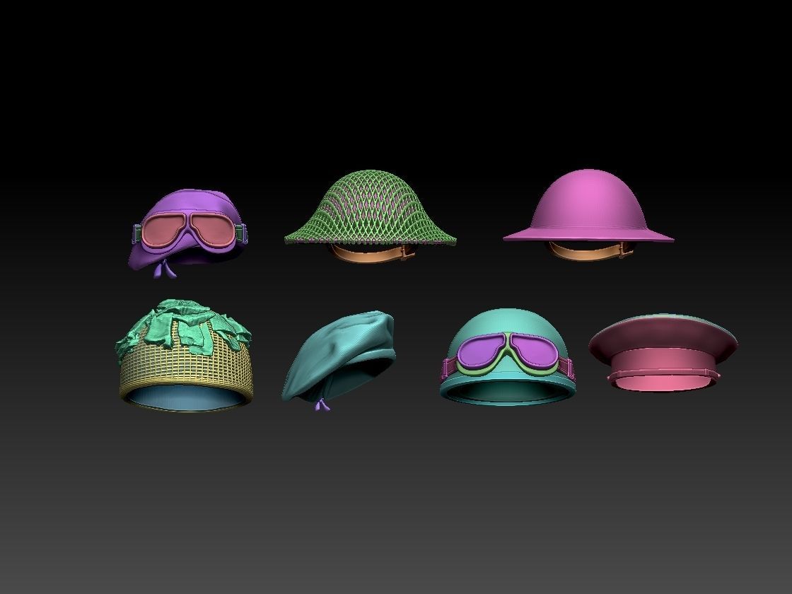 HELMET BRODIE AND CAPS 3D print model_15