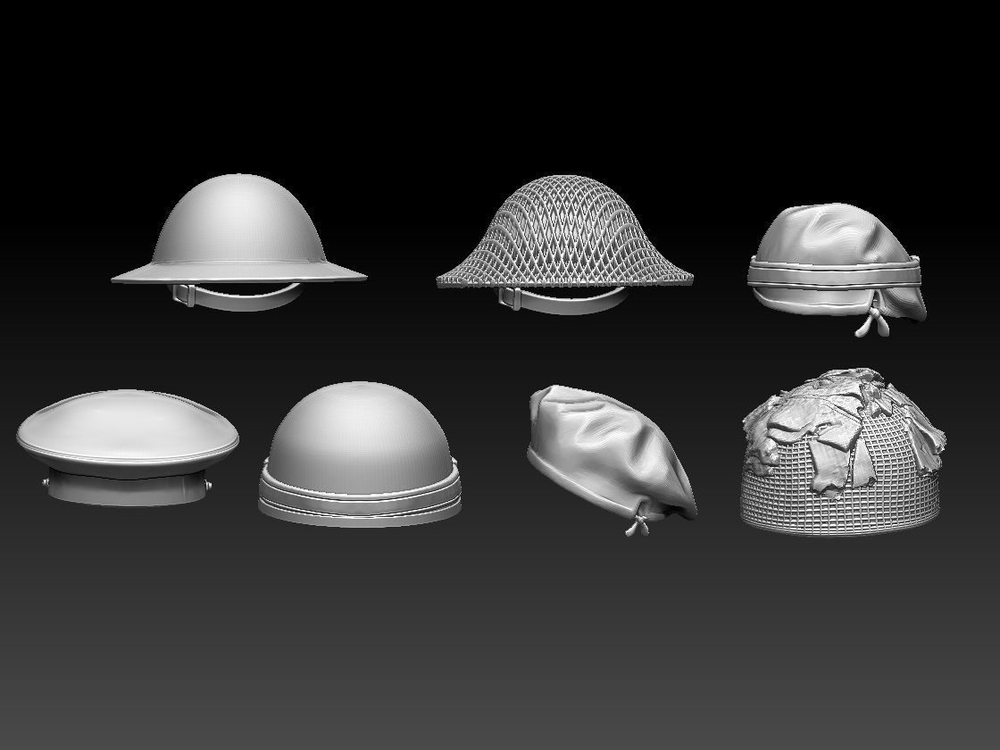 HELMET BRODIE AND CAPS 3D print model_10