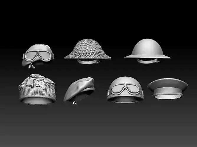 HELMET BRODIE AND CAPS 3D print model
