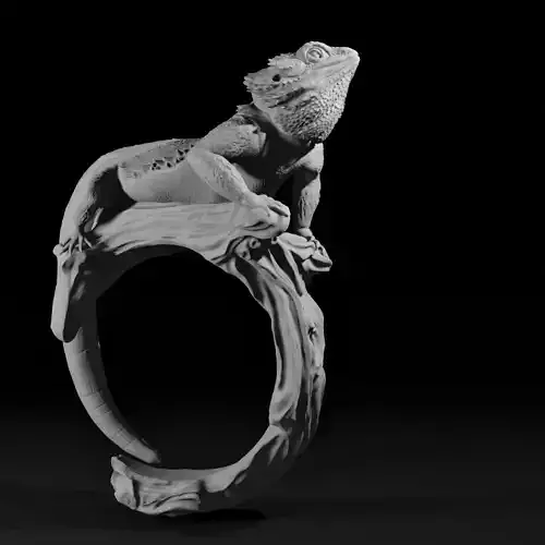 Bearded Dragon Ring - Reptile Pet Ring - 3D Print Jewelry 3D print model