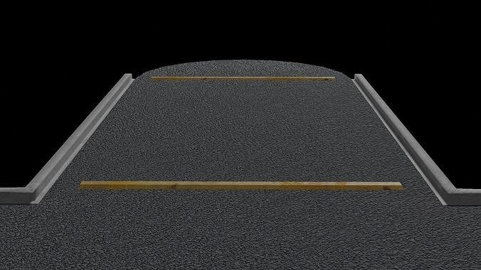 Asphalt Simple Tile Set Low-poly 3D model 7