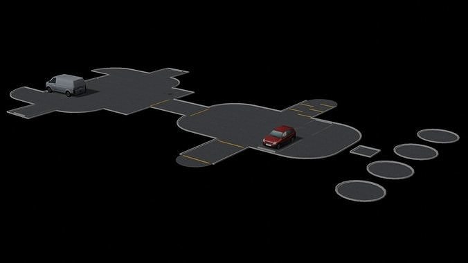 Asphalt Simple Tile Set Low-poly 3D model 2