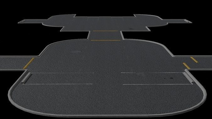 Asphalt Simple Tile Set Low-poly 3D model 3