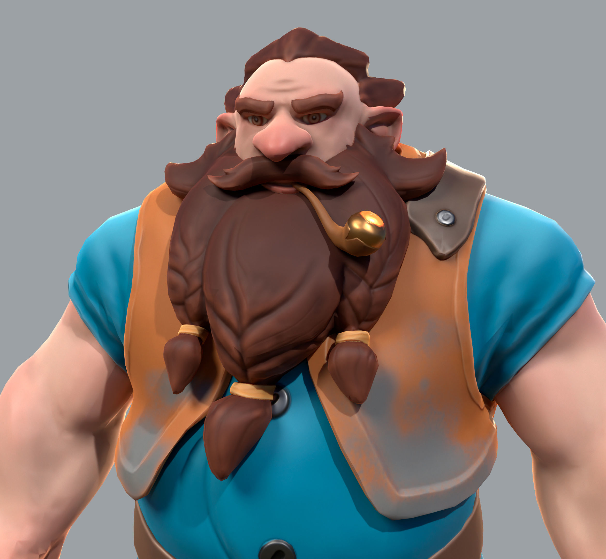 Stylized Dwarf Low-poly 3D model_2