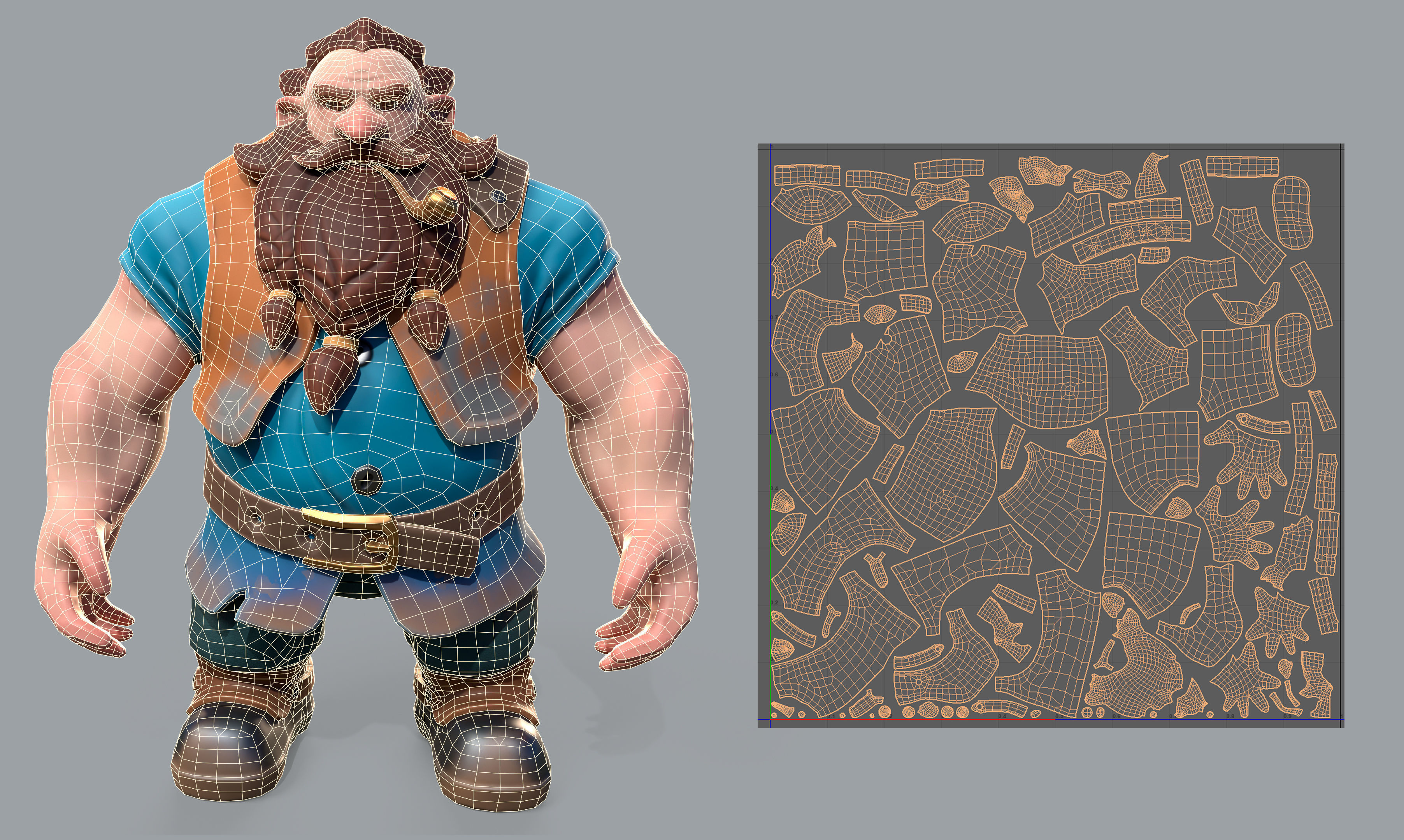 Stylized Dwarf Low-poly 3D model_4