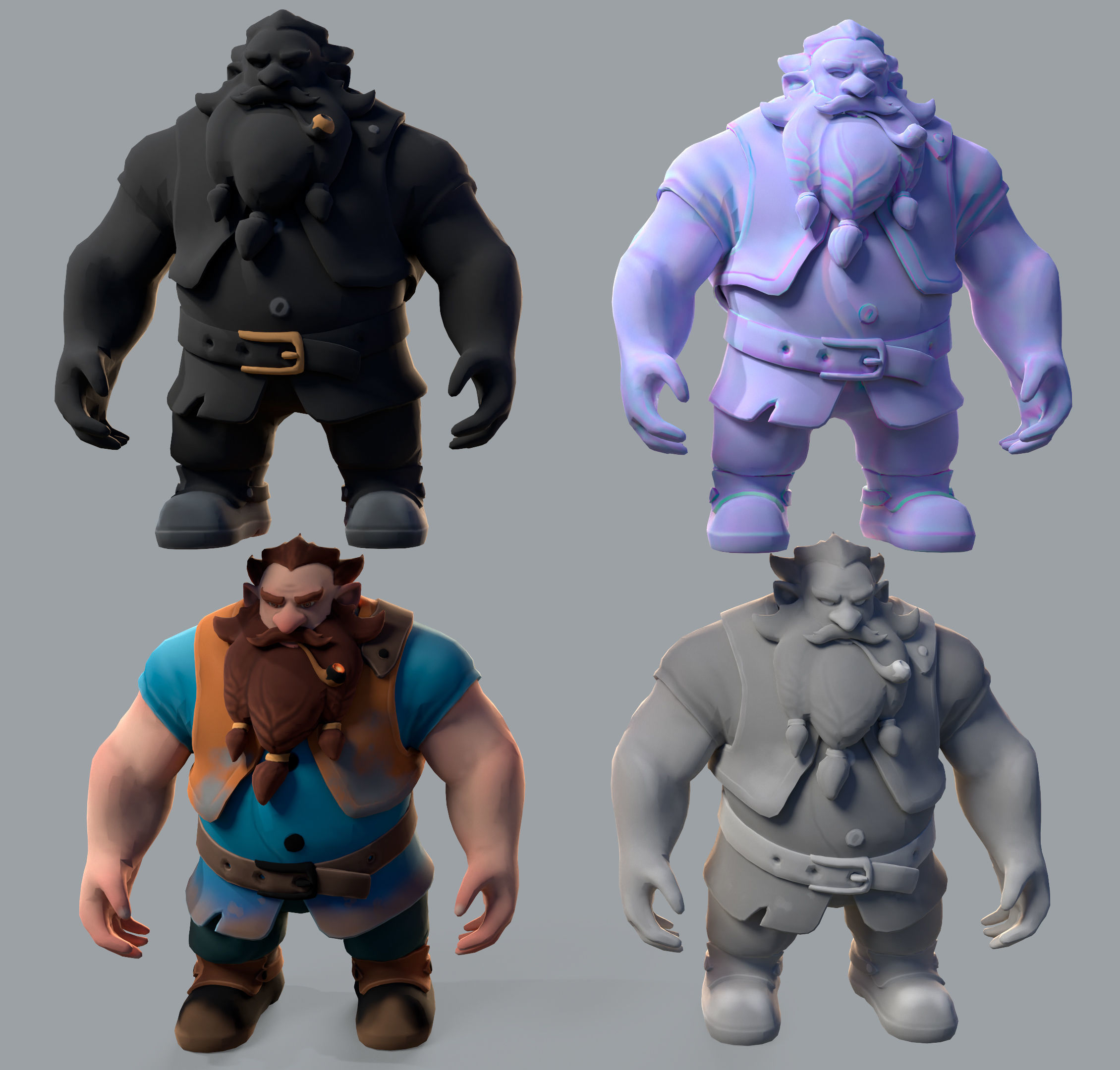 Stylized Dwarf Low-poly 3D model_7