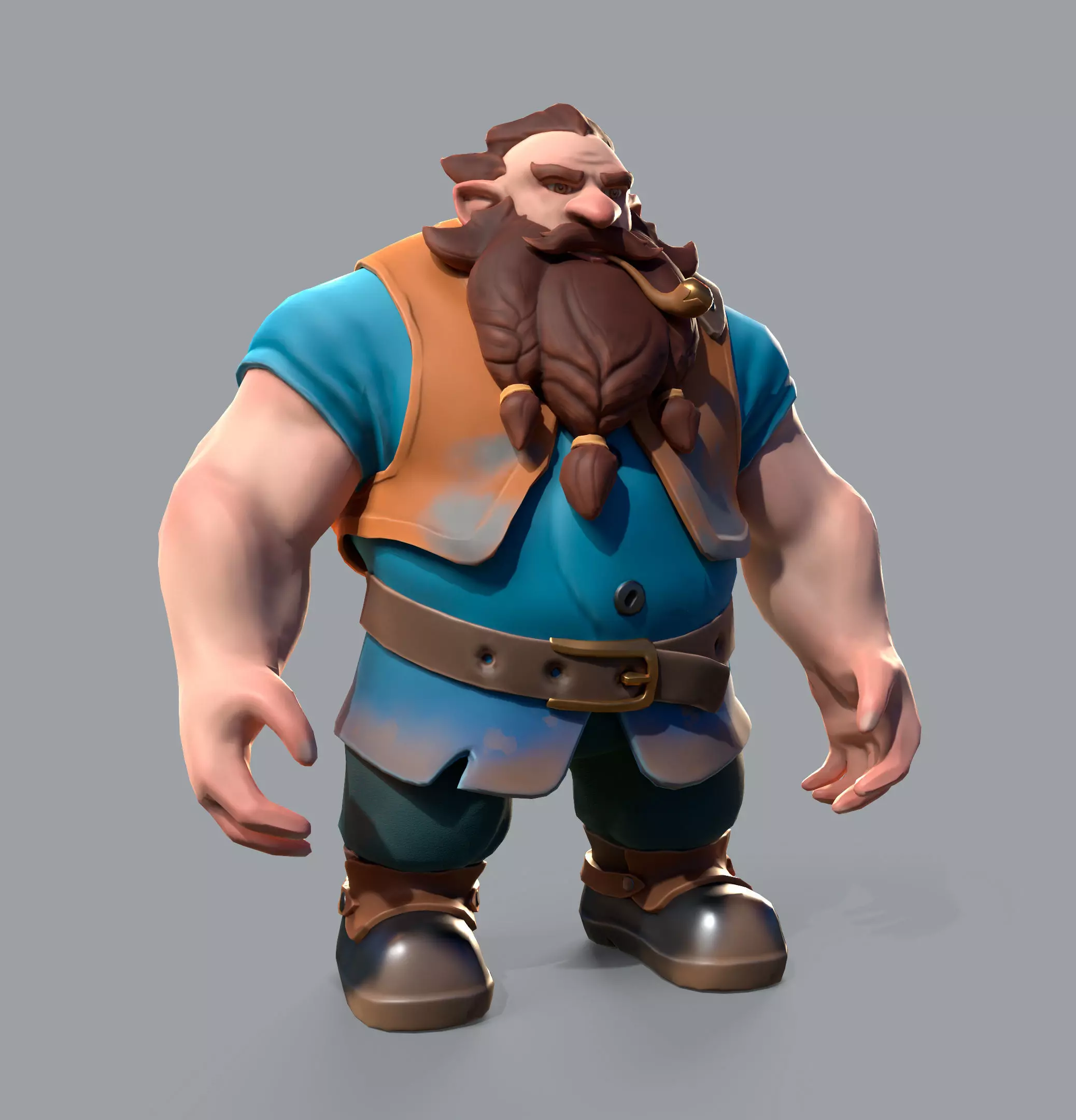 Stylized Dwarf Low-poly 3D model_0