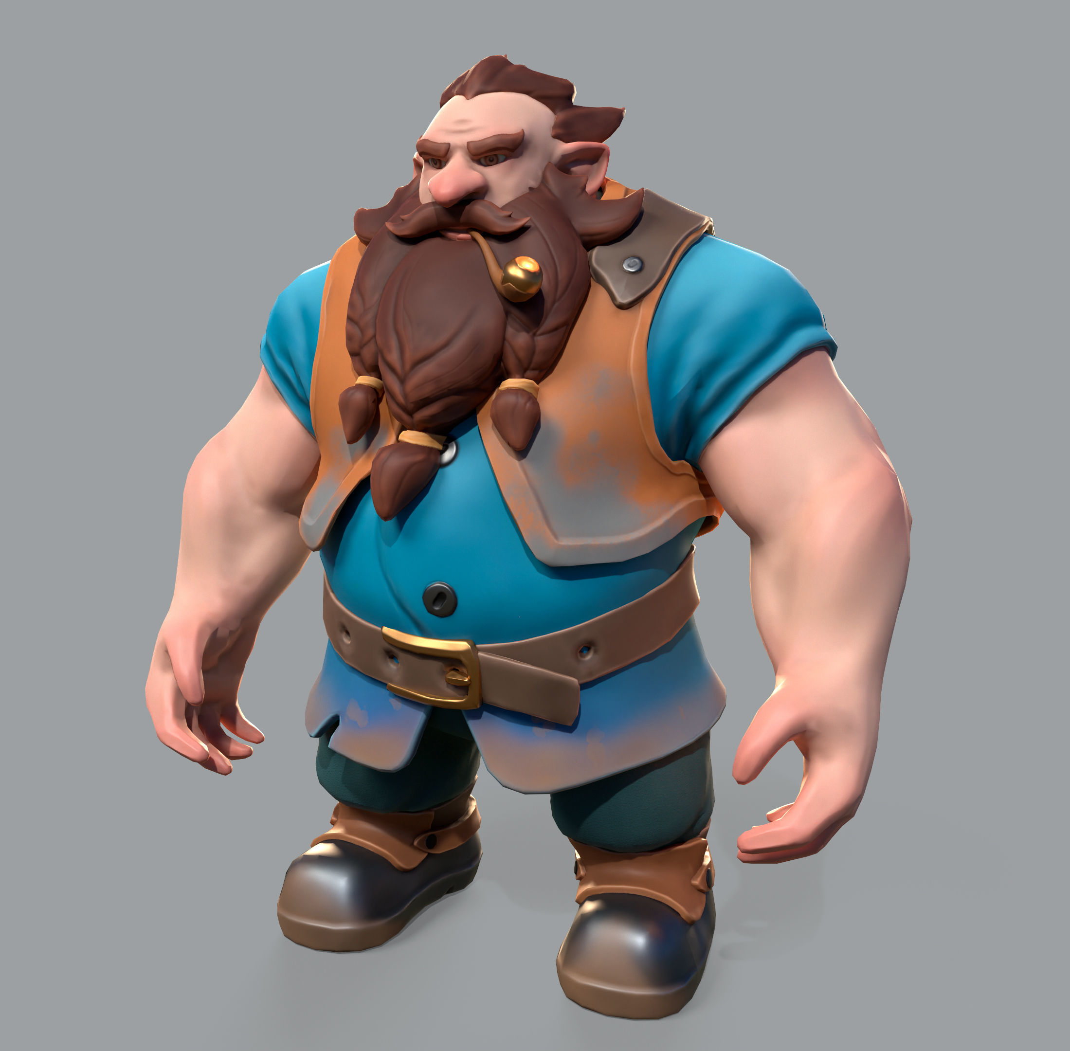 Stylized Dwarf Low-poly 3D model_3
