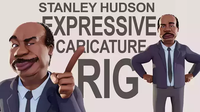 Stanley Hudson Caricature Rig Low-poly 3D model