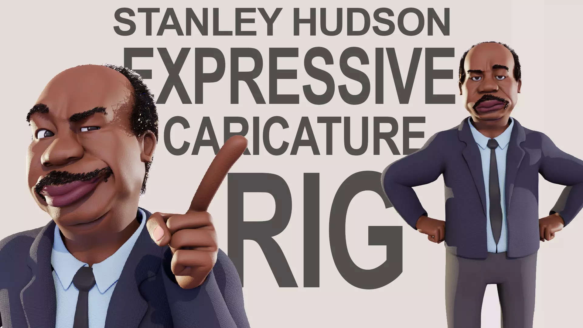 Stanley Hudson Caricature Rig Low-poly 3D model Low-poly 3D model_0