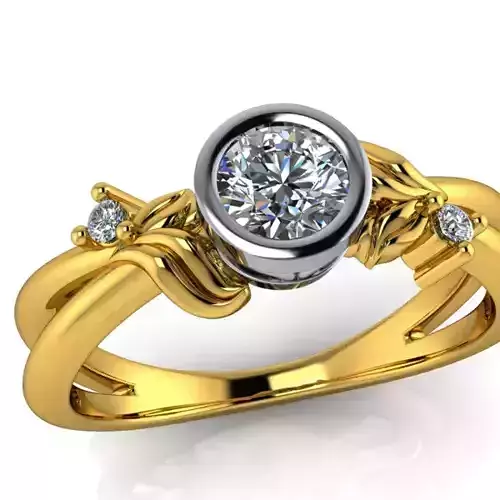 Glamorous Promise Ring Bezel Setting side design leaf 3D Model