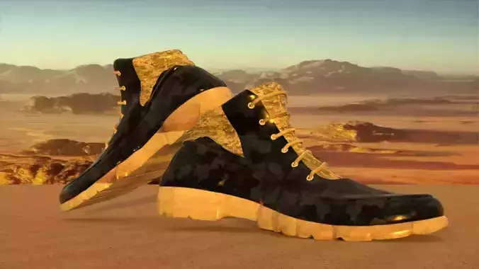 sapato pair of boots in desert 3D print model