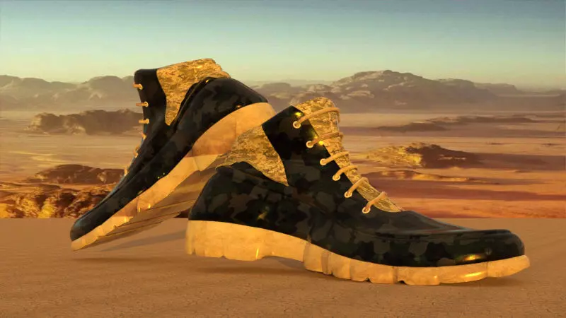 sapato pair of boots in desert 3D print model_0