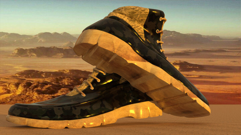 sapato pair of boots in desert 3D print model_1