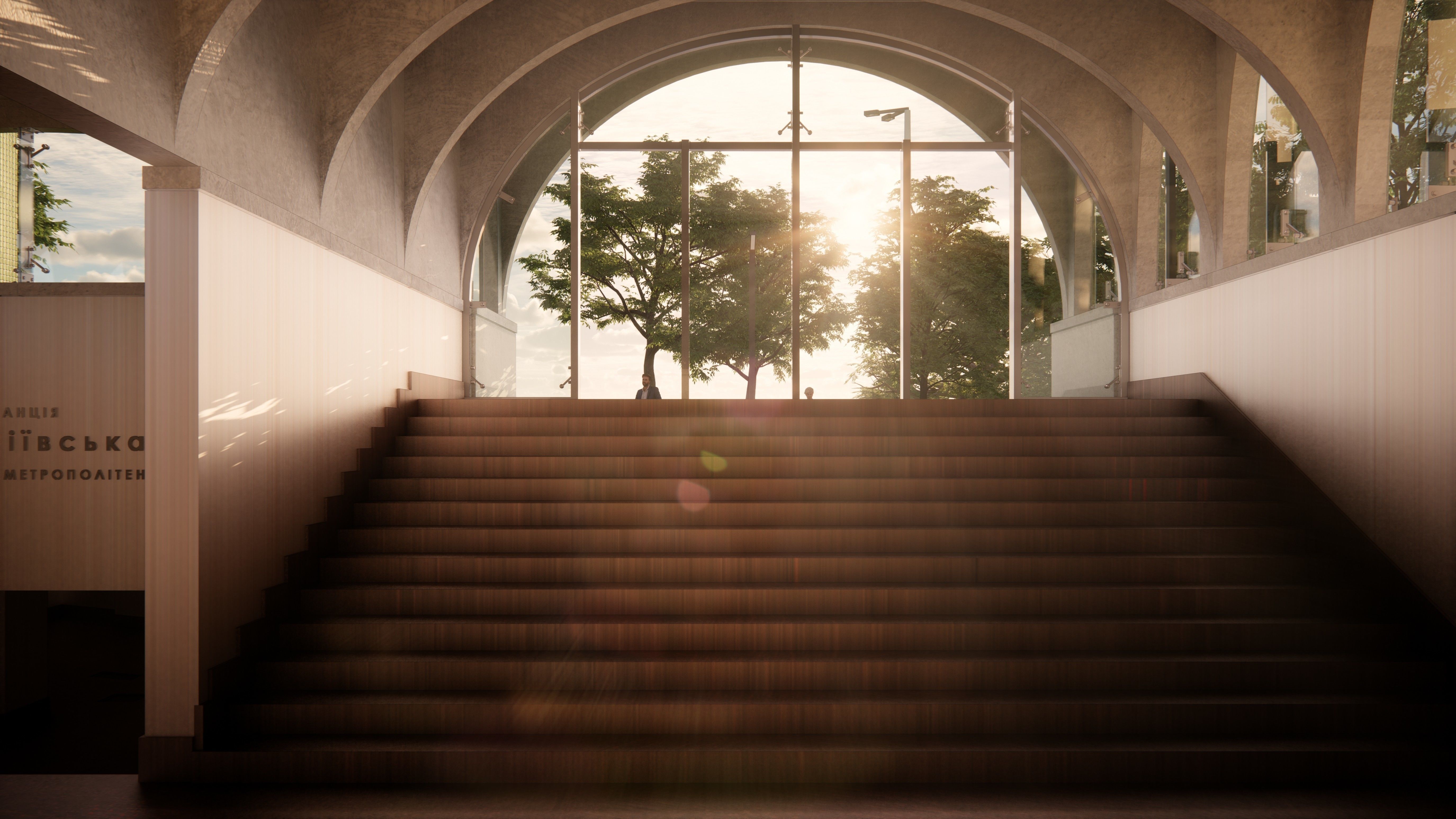 Subway Station Entrance with Elevator in Kyiv 3D model_9