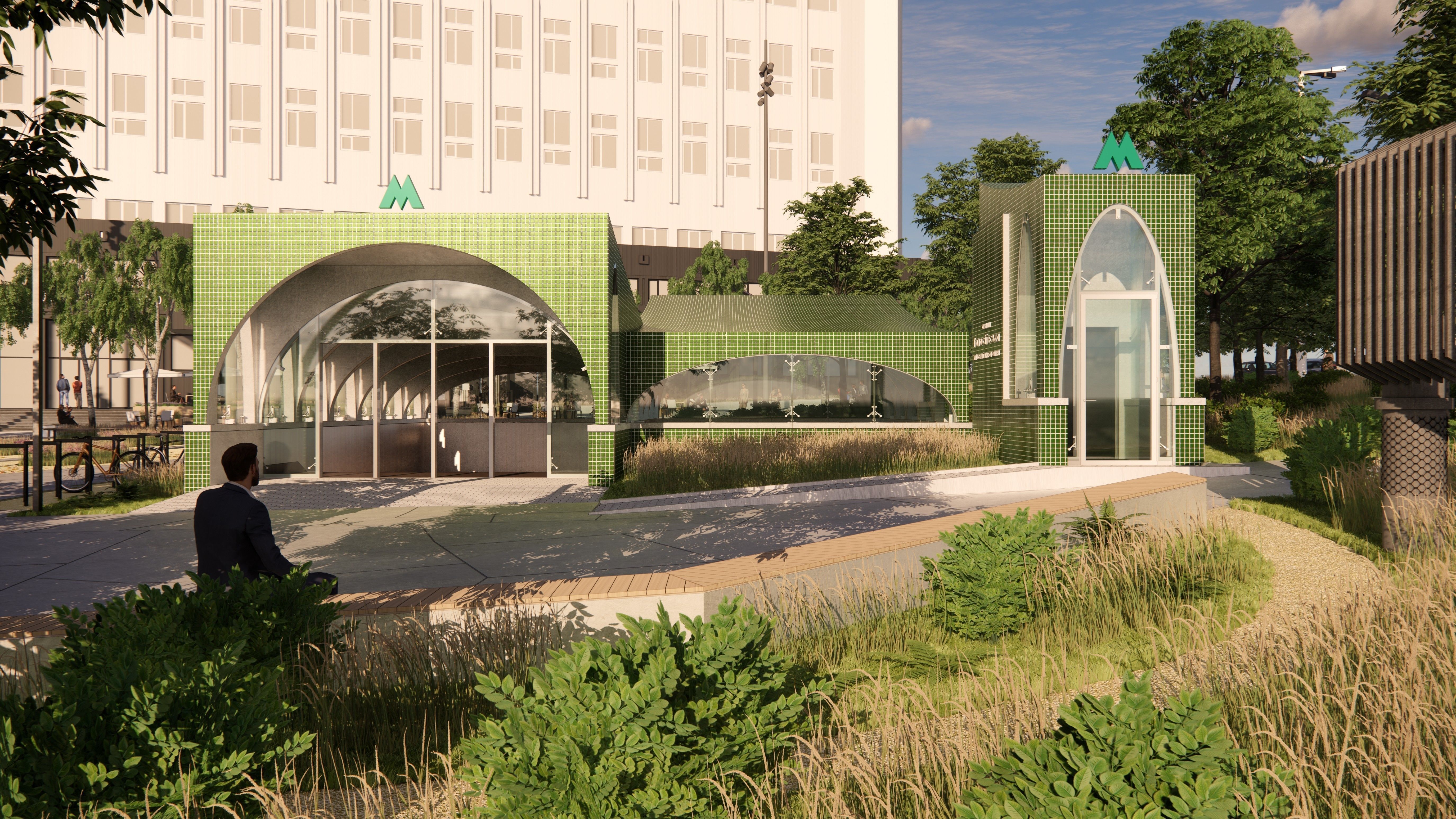 Subway Station Entrance with Elevator in Kyiv 3D model_4