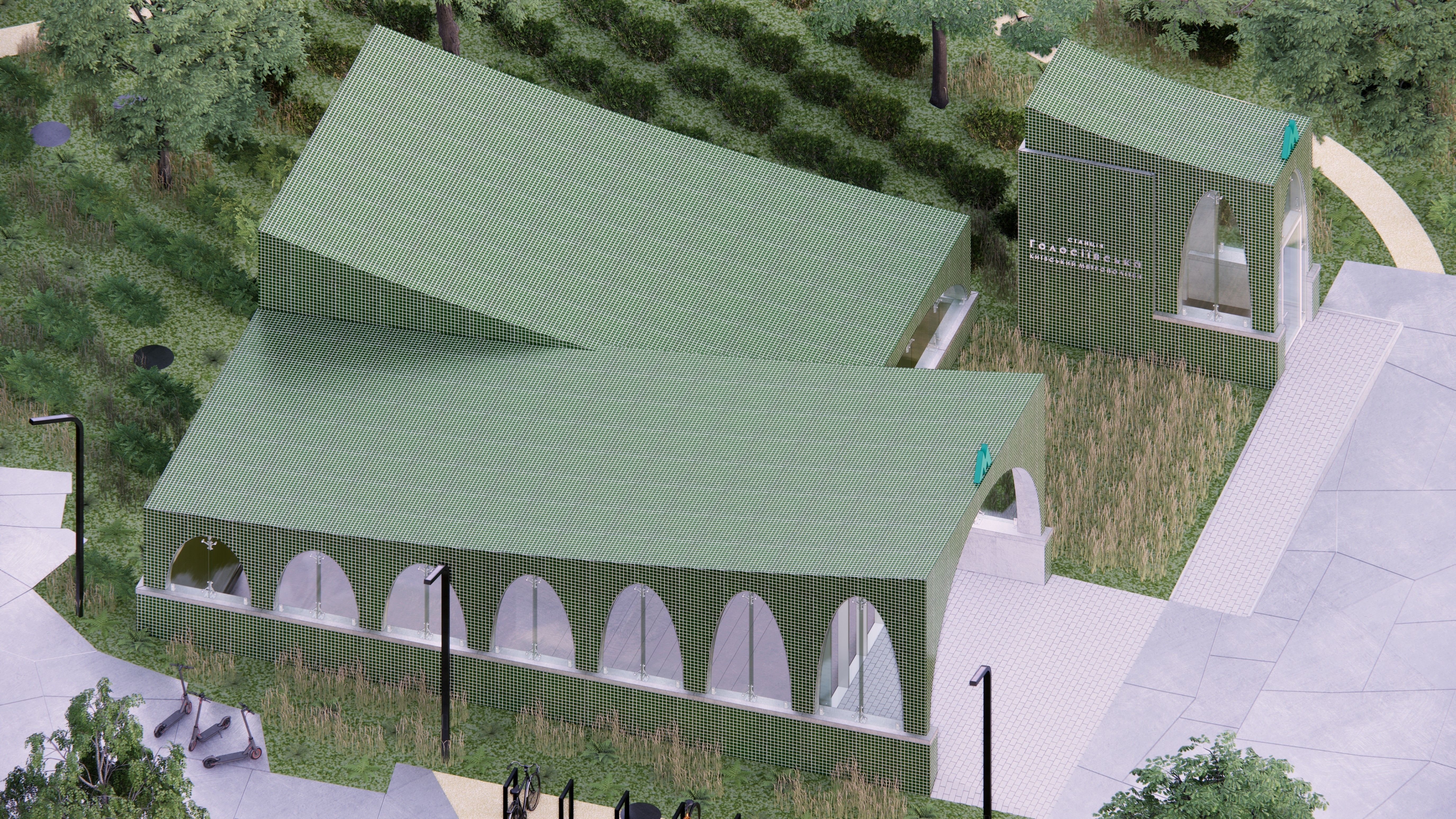 Subway Station Entrance with Elevator in Kyiv 3D model_3