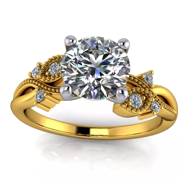 Glamorous Promise Solitaire Ring Side leaf details USA size 7 3D print model